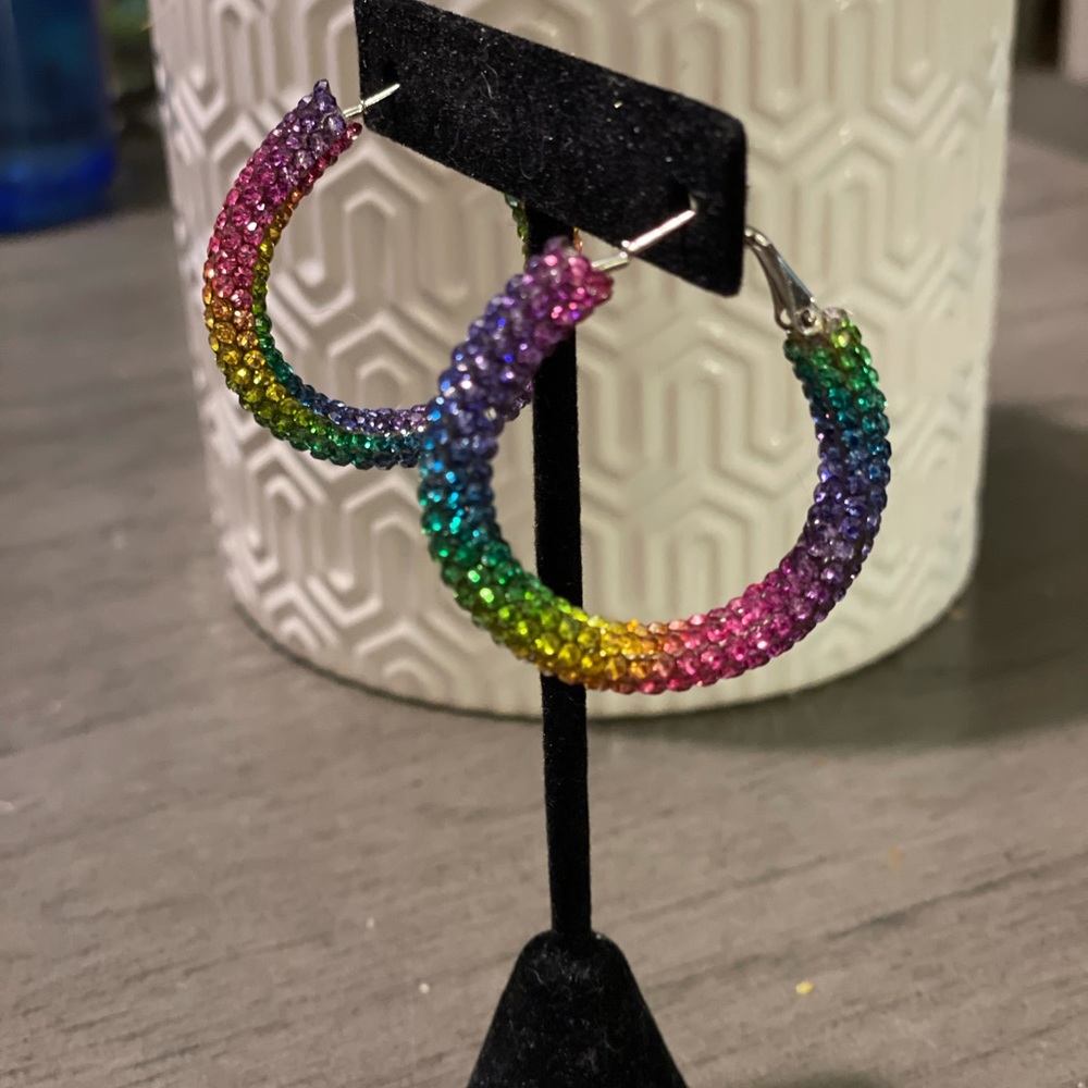 Sparkle Rainbow 🌈 Bling ✨Hoops